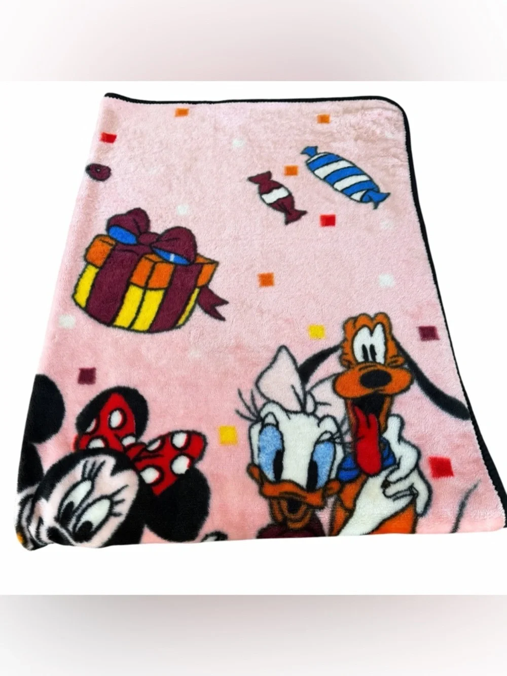 VTG Baby Mickey & Friends Plush Minky Blanket Minnie Daisy Goofy 61x85 Soft Nice